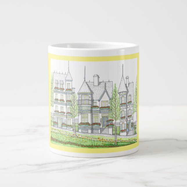 Victorian Village Jumbo Mugg med Gult (Framsidan)