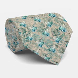 Victorian Vintage Blue Birds Neck Tie Slips
