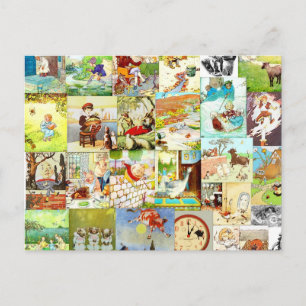 Victorian Vintage Childrens Nursery Rhymes Montage Vykort