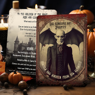 Victorian Vintage Count Dracula Halloween Inbjudningar