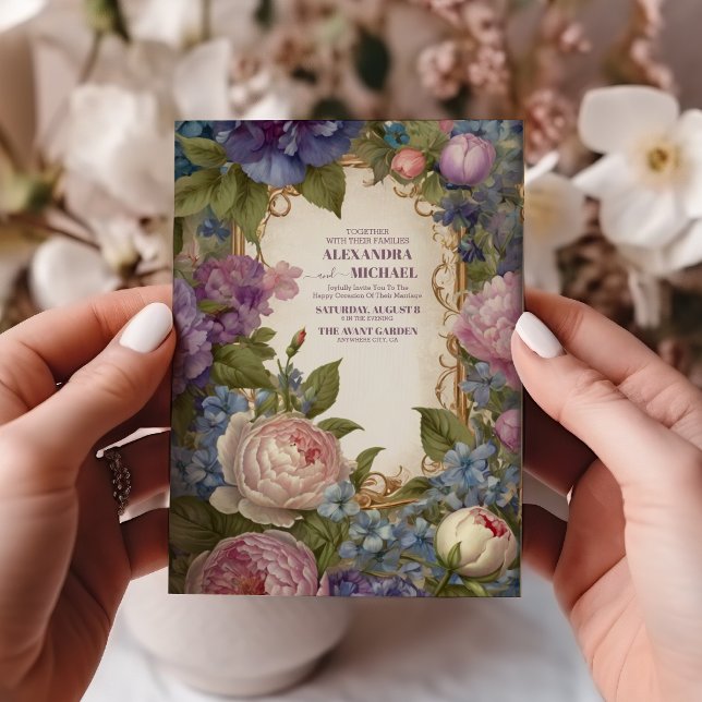 Victorian Vintage Garden Blommigt Bröllop Inbjudningar (Skapare uppladdad)