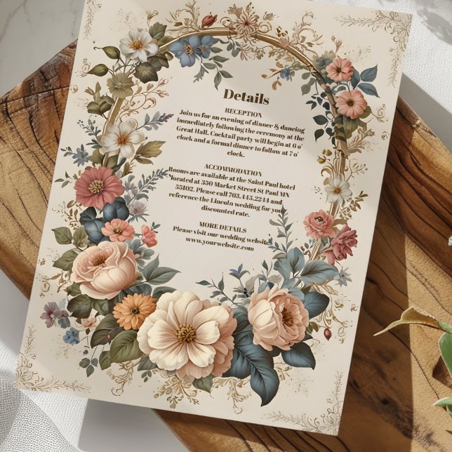 Victorian Vintage Garden Blommigt Bröllop Tilläggskort (Skapare uppladdad)