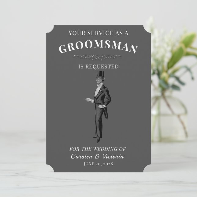 Victorian Vintage Groomsman Inbjudningar (Stående Fram)