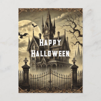 Victorian Vintage Haunted House Happy halloween Helg Vykort