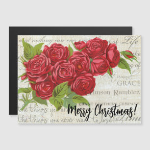 Victorian Vintage jul Röd ros Bouquet Card