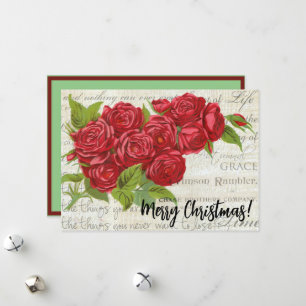 Victorian Vintage jul Röd ros Bouquet Julkort