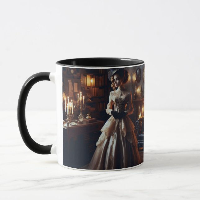 Victorian Vintage Mysterious Elegant Woman  Mugg (Vänster)