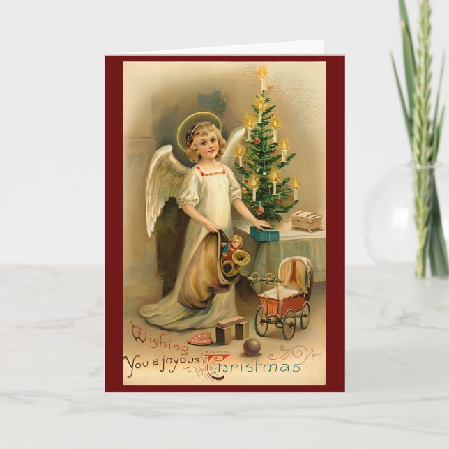 Victorian Vintage Retro jul Angel Helgkort (Framsida)