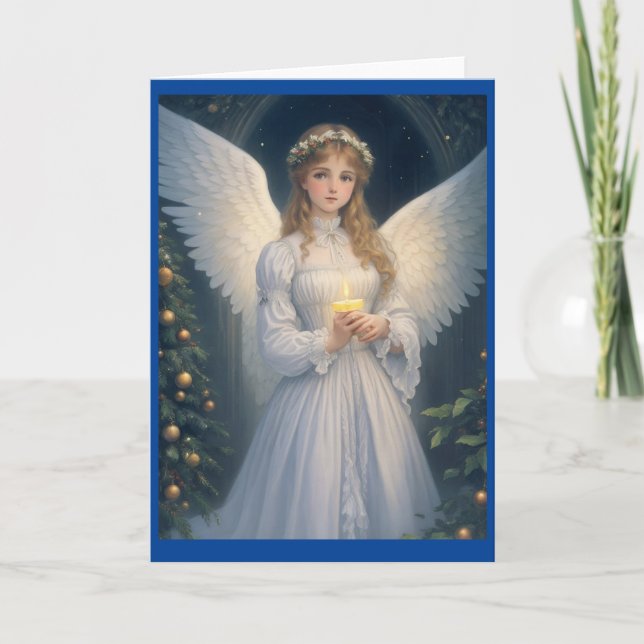 Victorian Vintage Retro jul Angel Helgkort (Framsida)