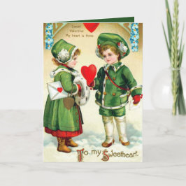 Victorian vintage Valentine-barn tillför känslor Helgkort