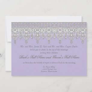 Victorian Vintage White Snöre n Lavender Bröllop Inbjudningar
