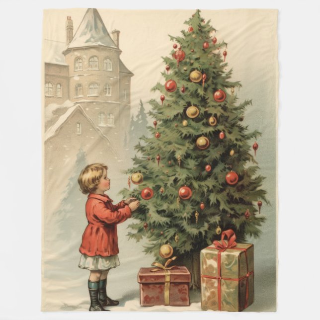 Victorian Virtue Storied Julblanket Fleecefilt (Framsidan)