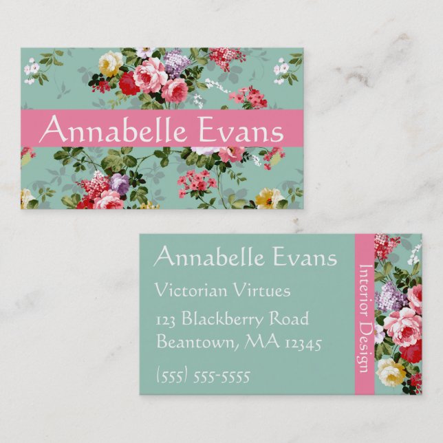 Victorian Virtues Cuatro Visitkort (Fram/baksida)