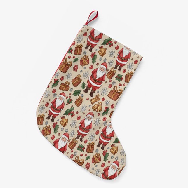 Victorian Watercolor Santa Christmas Collection Liten Julstrumpa (Framsidan (Hängande))