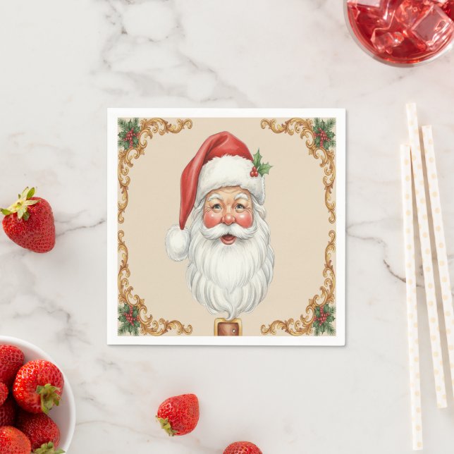 Victorian Watercolor Santa Christmas Collection Pappersservett (Insitu)