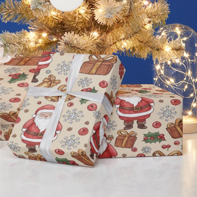 Victorian Watercolor Santa Christmas Collection Presentpapper (Helgdagar)