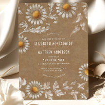 Victorian White Daisy Filigree Kraft Bröllop