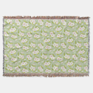 Victorian White Flower på Grönt Mönster Throw Mysfilt
