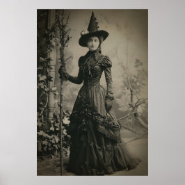 Victorian Witch Sepia Porträtt Poster