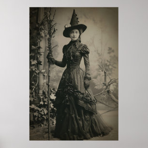 Victorian Witch Sepia Porträtt Poster