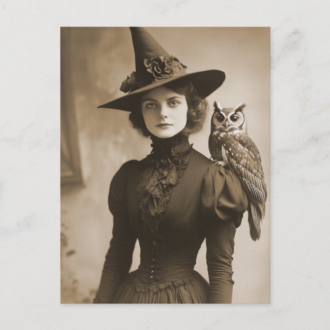 Victorian Witch Sepia Porträtt stil 11 Vykort (Framsida)