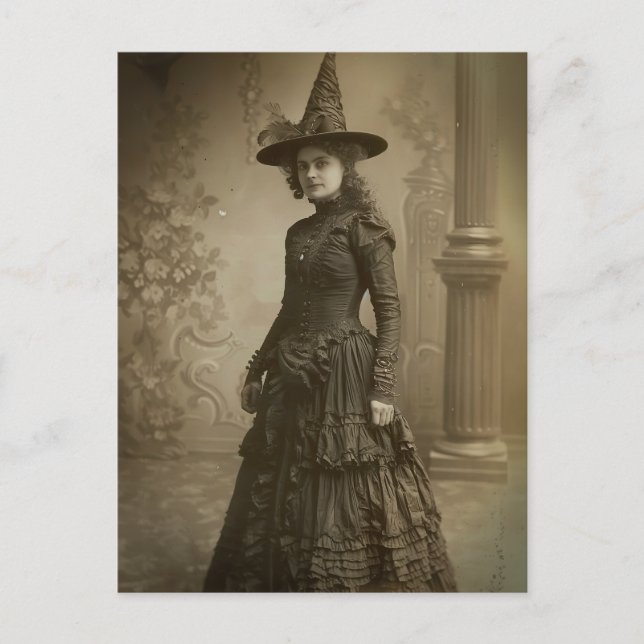 Victorian Witch Sepia Porträtt stil 2 Vykort (Framsida)