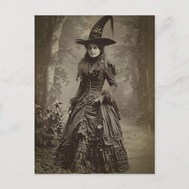 Victorian Witch Sepia Porträtt stil 3 Vykort (Framsida)