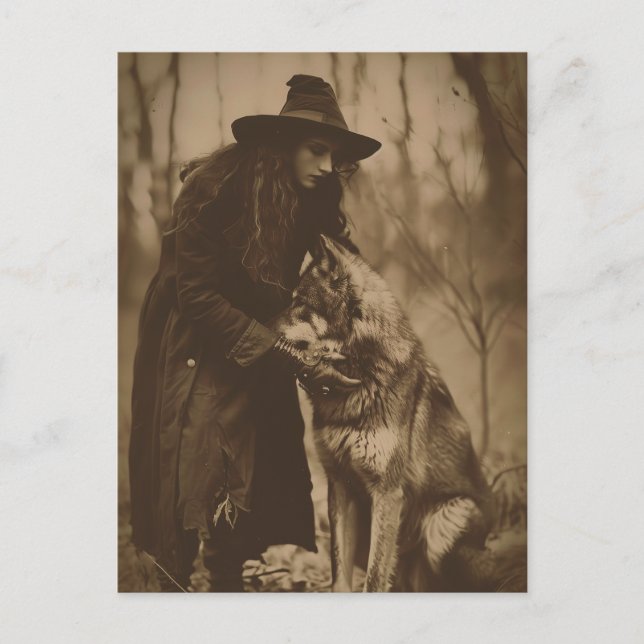 Victorian Witch Sepia Porträtt stil 4 Vykort (Framsida)