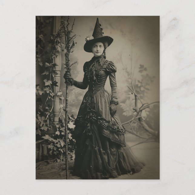 Victorian Witch Sepia Porträtt Vykort (Framsida)