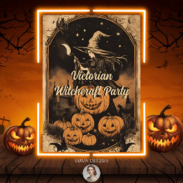 Victorian Witchcraft Vintage Halloween vuxen Party Inbjudningar