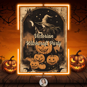 Victorian Witchcraft Vintage Halloween vuxen Party Inbjudningar