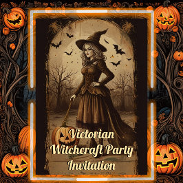 Victorian Witchcraft Vuxen halloween vintage Party Inbjudningar