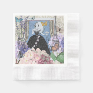 Victorian Woman Blommigt Finare Gown Pappersservett