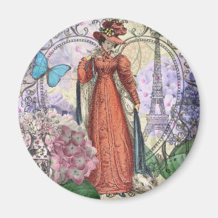 Victorian Woman i Red Colorful Mode Magnet