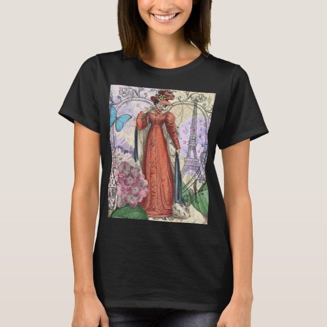 Victorian Woman i Red Colorful Mode T Shirt (Framsida)