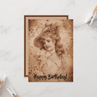 Victorian Woman in Hat Flowers Sepia Monochrome