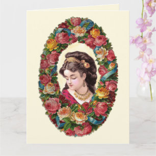Victorian Woman Inside Multifärgad Ro Kort