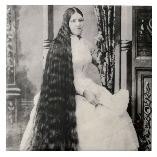 Victorian Woman med Long Hair Kakelplatta (Framsidan)