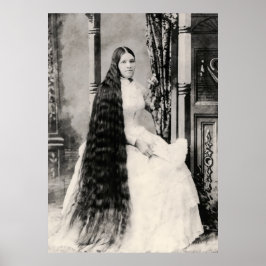 Victorian Woman med Long Hair Poster