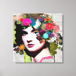 Victorian Woman Papper Collage Art Canvastryck