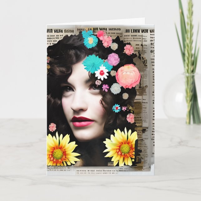 Victorian Woman Papper Collage | Lönsam Vänskap Kort (Framsida)