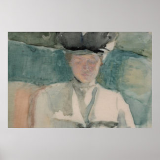 Victorian Woman Portrait Pastel-Tone Watercolor Poster