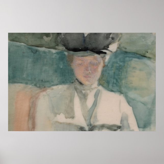 Victorian Woman Portrait Pastel-Tone Watercolor Poster (Framsidan)