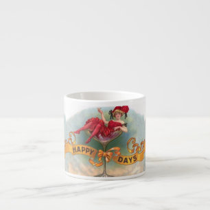 Victorian Woman Red Champagne Lycklig Espressomugg