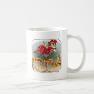 Victorian Woman Red Champagne Lycklig Kaffemugg