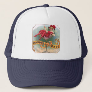 Victorian Woman Red Champagne Lycklig Keps