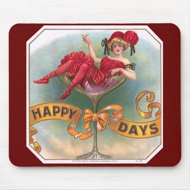 Victorian Woman Red Champagne Lycklig Musmatta (Framsidan)