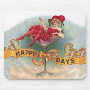 Victorian Woman Red Champagne Lycklig Musmatta