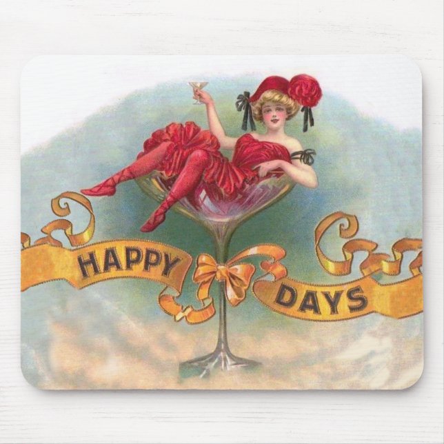 Victorian Woman Red Champagne Lycklig Musmatta (Framsidan)