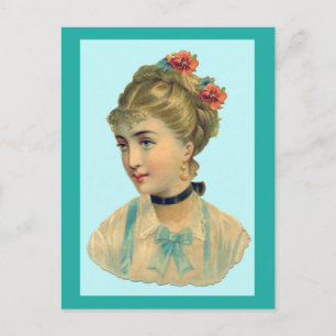 Victorian Woman Teal Vykort